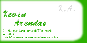 kevin arendas business card
